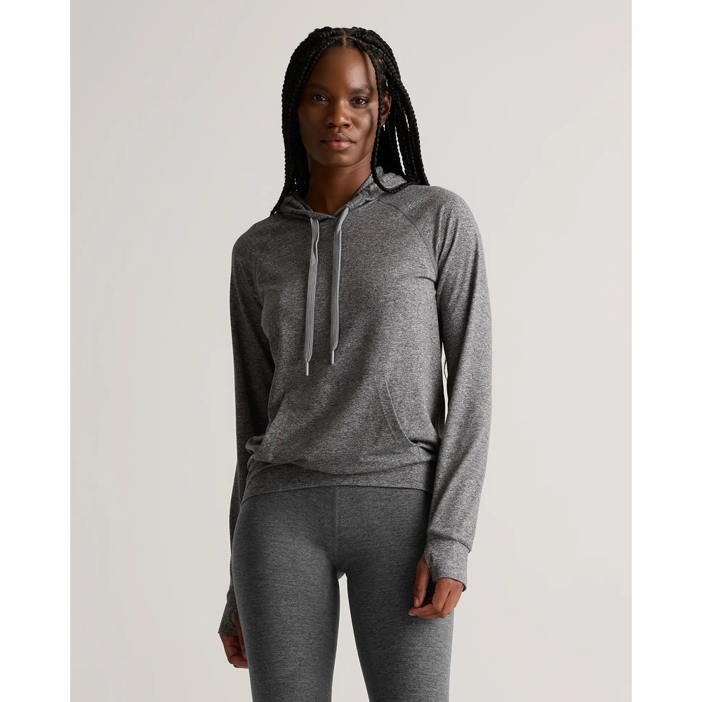 Quince Womens Flowknit Pullover Hoodie Heather Gray‎ Size M